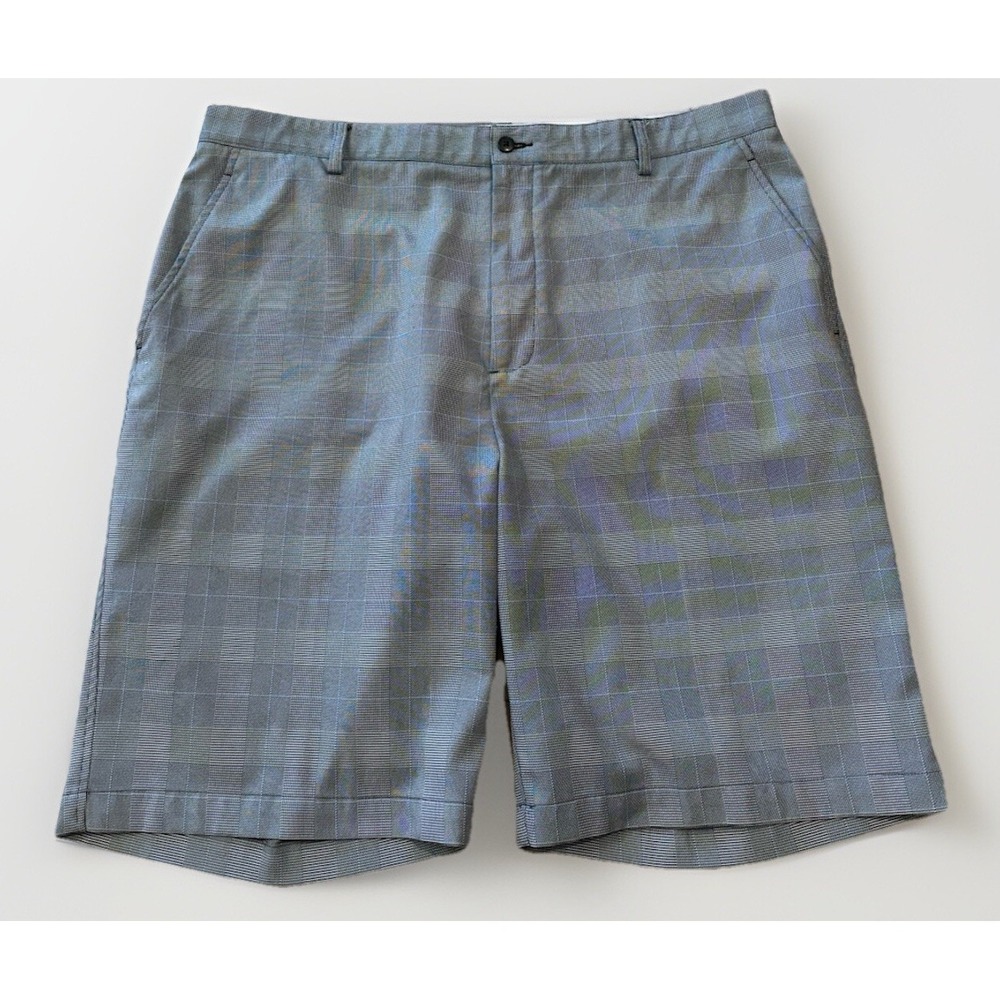 FOOTJOY FJ Mens 40 Blue Gray Glen Plaid Performance Wicking Golf Stretch Shorts